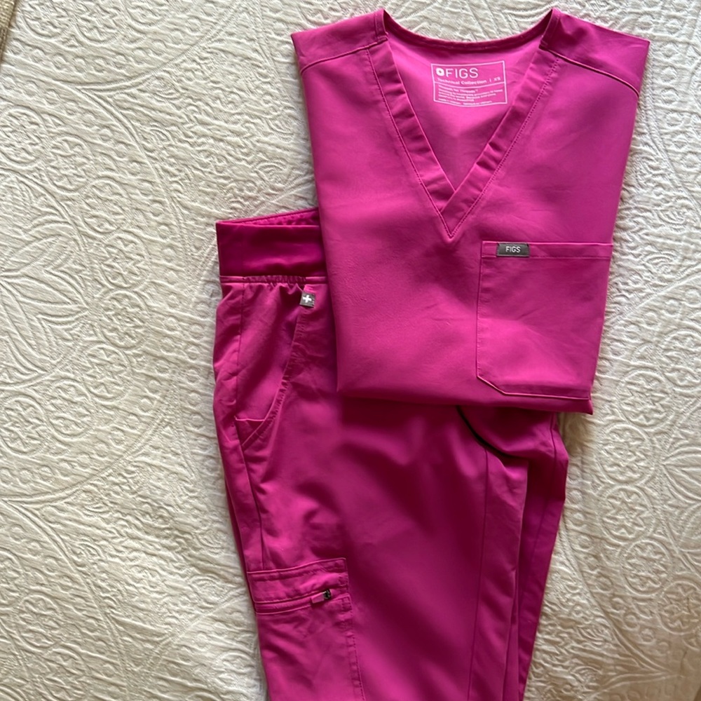 Raspberry color figs scrubs